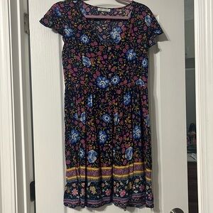 Navy and floral pattern summer dress, size L